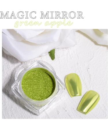 Apple Green Chrome Holographic Nail Glitter - 2 Boxes Mirror Effect Powder for Manicure and Nail Art Decoration - Buy Online on SooperMarket.com