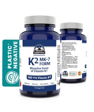 Vitamin K2 MK-7 150 Caps - K2 Vitamin Supplement MK-7 Vitamin K-2 100 mcg - Heart Health - Cardiovascular Health - Blood Clotting -3rd Party Tested - Formulated & Made in Canada 150 count (Pack of 1)