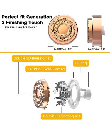 Facial Hair Remover Replacement Heads - Gen 2 Double Halo, 4 Count, 18K Gold-Plated, Compatible with Finishing Touch Flawless - Buy Online on SooperMarket.com
