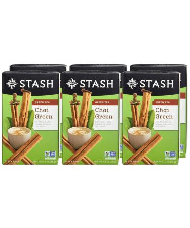 Stash Tea Chai Green Tea - Caffeinated, Non-GMO Project Verified Premium Tea with No Artificial Ingredients, 20 Count (Pack of 6) - 120 Bags Total Green Chai 20 Count (Pack of 6)