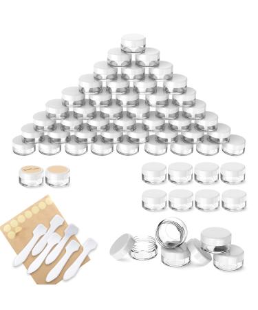 60 pieces of jaws pamiyo 5ml empty can clear crucible cream can empty transparent crucible tap with screw cap trip potty pot set for lotion cream mini candles cosmetic (white) 5ml white