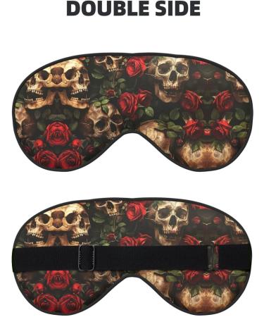 SSIMOO Skull & Red Rose Soft Sleep Eye Mask | Breathable Travel Eye Patch for Relaxation | Black - Buy Online on SooperMarket.com