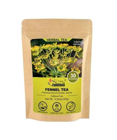 FullChea - Fennel Tea Bags, 30 Teabags, 4g/bag - Premium Whole Fennel Seeds - Non-GMO - Caffeine-free - Helps Improve Digestion & Immune System