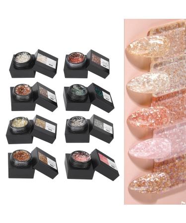 Buy Glitter Gel Nail Polish Set - 8 Sparkly Soak Off UV Gel Colors for DIY Nail Art | International Shipping Available - Buy Online on SooperMarket.com