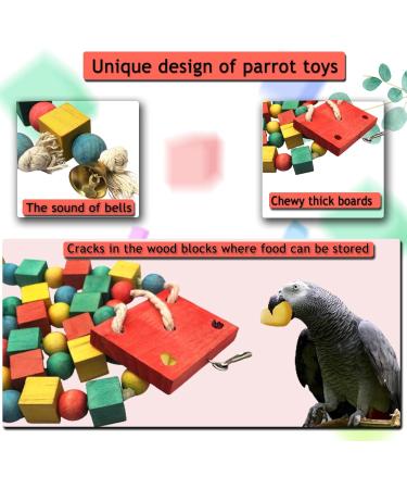 MQUPIN Bird Chewing Toy for Small Parrots - Multicolored Wooden Blocks - Ideal for Cockatiels & African Greys (S-20 inch) - Buy Online on SooperMarket.com