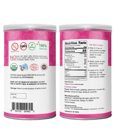 Organic Veda Edible Rose Petal Powder - Natural 16oz Powder for Cooking, Baking & DIY Beauty - Vegan, Non-GMO - Buy Online on SooperMarket.com