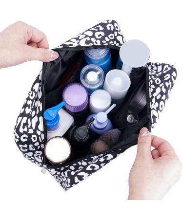 Large Full Size Toiletry Bag in Black Leopard Print - Travel Makeup Organizer for Women - Buy Online on SooperMarket.com