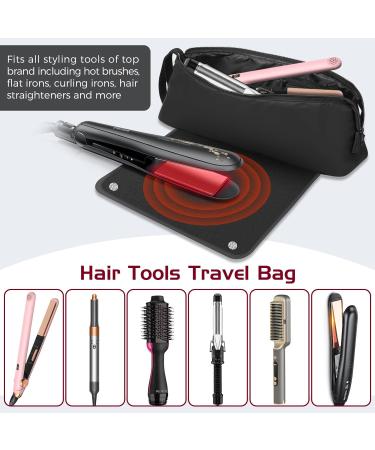 Hair Tools Travel Bag with Heat Resistant Mat - 2-in-1 Organizer for Flat Irons & Curling Irons | Essential Travel Accessories - Buy Online on SooperMarket.com