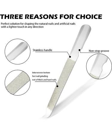 Stainless Steel Metal Nail File - Double Side Fingernail Toenail Files - Pedicure Tool for Salon and Home Manicure - 10 Count - Buy Online on SooperMarket.com