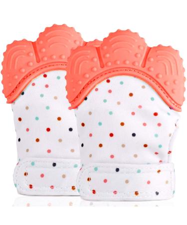 Bite glove made of food -safe silicone for biting prevents scratch protection soothing pain relief stimulating bite for babies orange 2 pieces