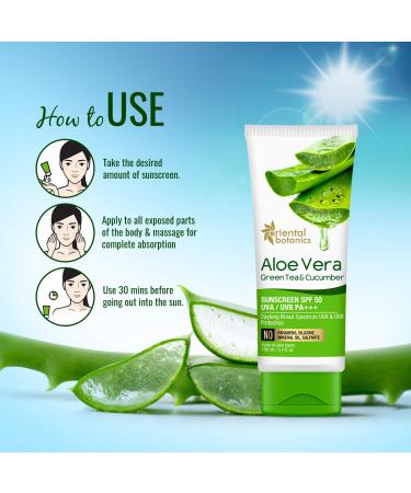 Buy Oriental Botanics Aloe Vera Green Tea Cucumber Sunscreen SPF 50 - 100ml | UVA/UVB Protection | International Shipping Available - Buy Online on SooperMarket.com