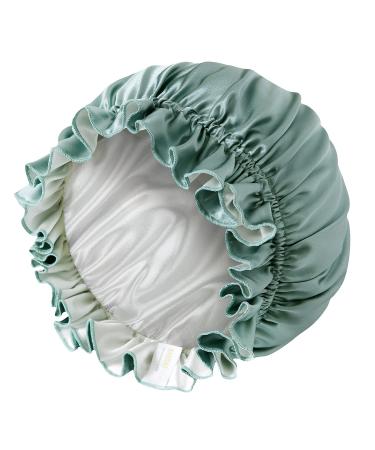 ZIMASILK 100% Mulberry Silk Bonnet for Women Hair Care - Double Layered Silk Hair Wrap for Sleeping - Elastic Stay On Head - Greyish Green/Ivory - One Size (Lightblue) - Buy Online on SooperMarket.com