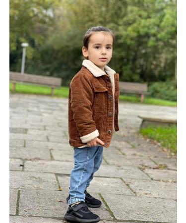 Volunboy Toddler Corduroy Sherpa Jacket | Warm Fleece Lining | Button Down Coat for Baby Boys/Girls 3-4 Years - Brown - Buy Online on SooperMarket.com