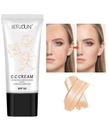 Buy CC Cream | Skin Tone Adjusting SPF 50 Face Sunscreen & Concealer for Mature Skin - Full Coverage Moisturizer & Makeup Primer - Buy Online on SooperMarket.com
