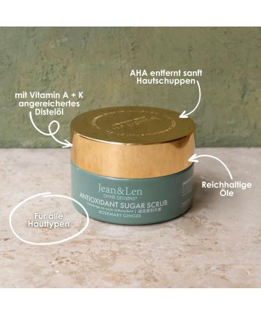 Jean & Len Antioxidant Sugar Scrub - Rosemary & Ginger | Paraben-Free Silicone-Free 200ml | Fragrant Exfoliating Experience - Buy Online on SooperMarket.com