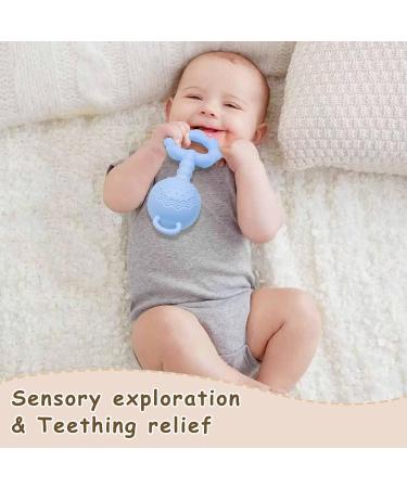 Smarbore Silicone Baby Teething Toy for Babies 0-12 Months - Nude Green Rattle & Teether for Sensory Exploration and Pain Relief - Buy Online on SooperMarket.com