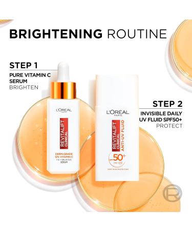 L'Or al Paris Revitalift Clinical 12% Pure Vitamin C Serum (30ml) & SPF 50+ Invisible Fluid (50ml) Duo for Face Antioxidant Protection Brighter Smoother Skin UV Protection - Buy Online on SooperMarket.com