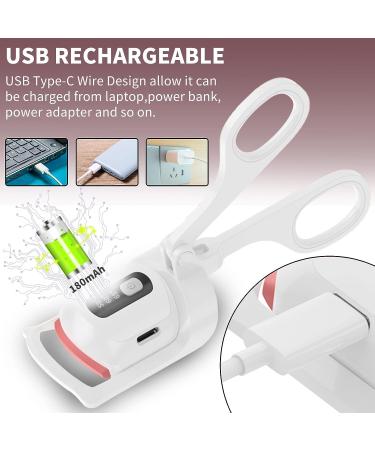 Heated Eyelash Curler - USB Rechargeable, Digital Display, 3 Temperature Settings - White - Buy Online on SooperMarket.com