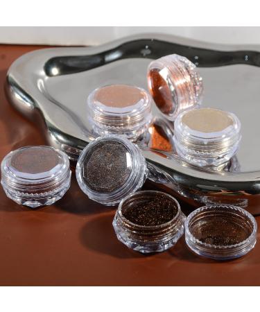 Chrome Nail Powder Set - 6 Metallic Brown Colors for Mirror Effect Manicure | Glitter Dust & Sponge Applicators - Buy Online on SooperMarket.com