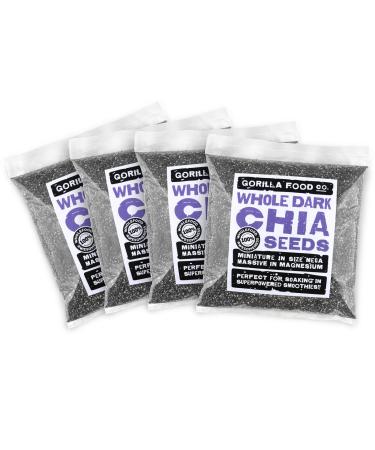 Gorilla Food Co. Whole Dark (Black) Chia Seeds - 3.2kg (4 x 800g) - Raw - Non-GMO