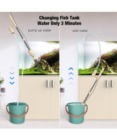 Bedee 6-in-1 Aquarium Gravel Cleaner & Siphon Filter Set - Adjustable Flow Control, DC 12V 18W - Beige - Buy Online on SooperMarket.com