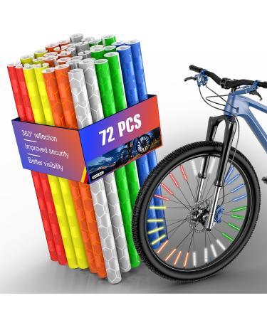 Guscase spoke reflectors Bicycle I 360 Visibility I reflectors Bicycle I Alternative to cat eyes bicycle i bike reflectors I bike accessories simple assembly five colors 72 pieces