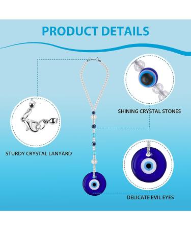 Evil Eye Car Hanging Ornament - Cobee Blue Eye Charms for Protection & Blessing | Beaded Decor Pendant for Rear View Mirror - Buy Online on SooperMarket.com