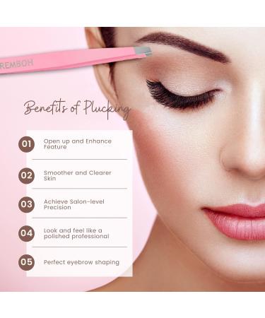Remboh Professional Stainless Steel Slant Tweezers - Precision Eyebrow Tweezers (Pink, Pack of 2) - Buy Online on SooperMarket.com