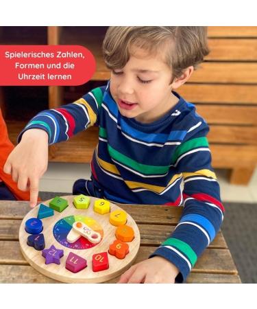 SCHMETTERLINE Kronolino Wooden Learning Clock | Rainbow Colors for Playful Time Learning | Ages 3+ - Buy Online on SooperMarket.com