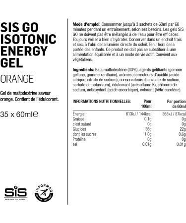 Buy Science in Sport Go Isotonic Energy Gel - 22g Carbs Low Sugar Fast Energy for Running & Cycling Vegan 35x60ml Orange Flavor - International Shipping Available - Buy Online on SooperMarket.com