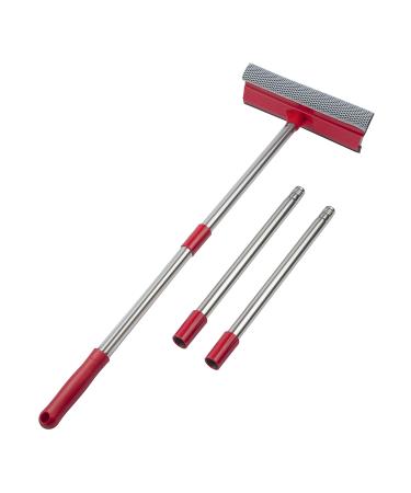 Window Squeegee, 2-in-1 Window Cleaner with 55" Extension Poles, Window Washing Kit, Glass Door Cleaner, Multi-Use Car Windshield Cleaning Tool with Long Handle for High Outdoor Indoor Windows