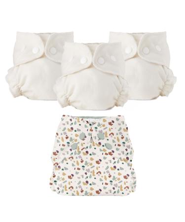 Esembly Cloth Diaper Bundle Set 3 Organic Absorbent Inners and 1 Waterproof Recycled Diaper Cover Reusable Washable Diapers with Snap Closure Size 1 (7-17lbs) Terrazzo Size 1 Bundle - Terrazzo
