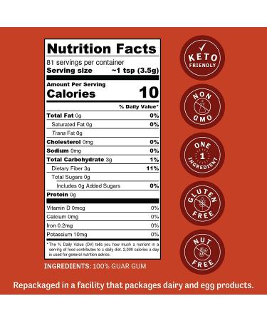 Judees Guar Gum Powder 10oz - Keto-Friendly, Gluten-Free, Nut-Free - 100% Pure Derived from Guar Beans - Low Carb Thickener - 3g Dietary Fiber - Pack of 1 - Buy Online on SooperMarket.com