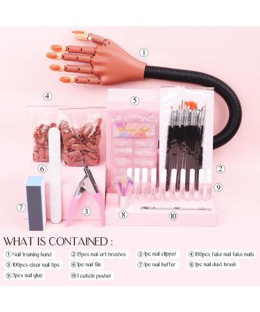 Saviland Flexible Practice Hand for Acrylic Nails | Manicure Training Kit for Beginners with 200 Nail Tips and Accessories - Buy Online on SooperMarket.com