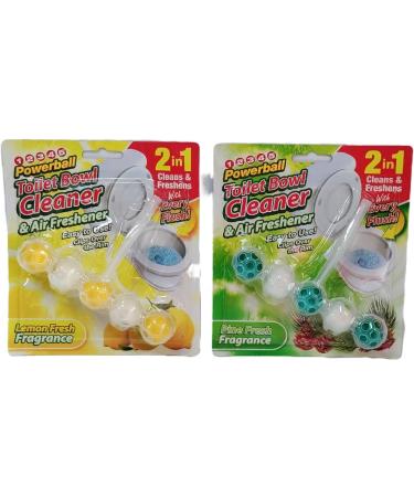 Set Of 2 Powerball Toilet Bowl Cleaner Clip On Rim Blocks Fresh Lemon & Fresh Pine Freshener - Buy Online on SooperMarket.com