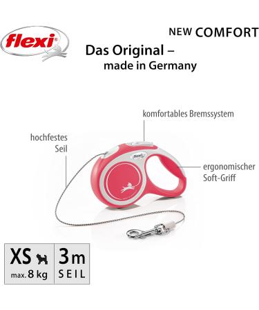 Buy Flexi Rope Roll Leash for Dogs - Extendable Soft Handle Red XS (Max 8 kg 3 m) - International Shipping Available! - Buy Online on SooperMarket.com
