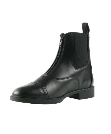 HORZE Wexford Kids Unisex Equestrian Synthetic Leather Zip-Up Schooling Paddock Boots Black 6.5