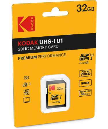 KODAK 32GB Class 10 UHS-I U1 SDHC/XC Memory Card - Full HD Video & High-Resolution Picture Recording - Compatible with SDHC/SDXC devices - 1 Pack - Buy Online on SooperMarket.com