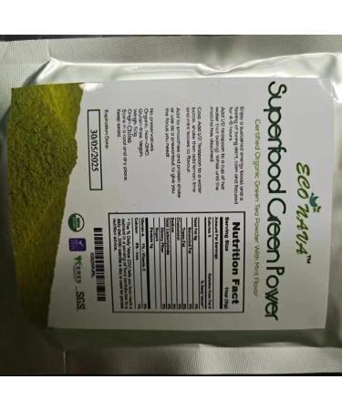 Mint Matcha Green Tea Powder - ECO NAVA - Certified USDA Organic - GMO Free - 100% Natural - Premium Grade Matcha Tea Powder for Making Cake Smoothie Latte & Baking - 250g / 9oz Bag - Buy Online on SooperMarket.com