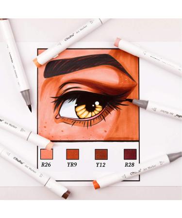 Ohuhu Skin Tone Alcohol Markers Brush Tip - 24 Portrait Skin Colors + Blender - Honolulu - Buy Online on SooperMarket.com