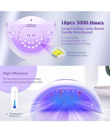 LadyMisty 72W UV LED Nail Lamp Light Dryer | 18 Beads | 3 Timer Setting | LCD Touch Display | Auto Sensor | Professional Nails | White - Buy Online on SooperMarket.com