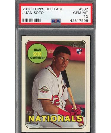 Juan Soto 2018 Topps Heritage Baseball Rookie Card RC #502 Graded PSA 10 GEM MINT