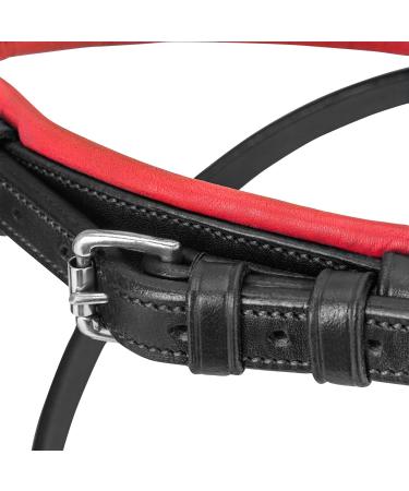 Sunride English Combined Bridle Hawaii - Soft Real Leather Adjustable & Anatomical with Reins (Full Size Black/Red) - Buy Online on SooperMarket.com