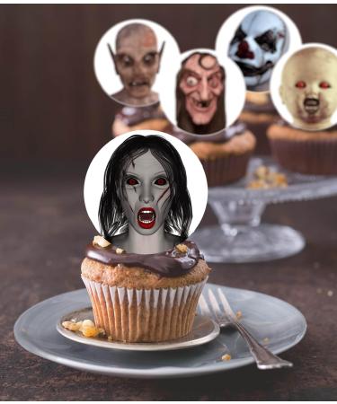 24 x Pre-Cut Halloween Mix 3 Edible Stand up Wafer/Rice Paper Cupcake Toppers Birthday Party Cake Decorations Horror Characters