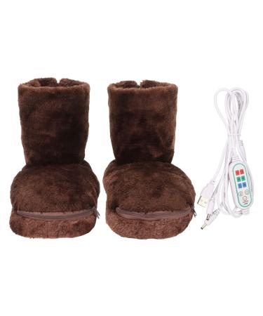 dykaae Electric Foot Warmer Shoes Washable USB Heating Shoes Heating Slippers Foot Heaters For Winter(Brown)