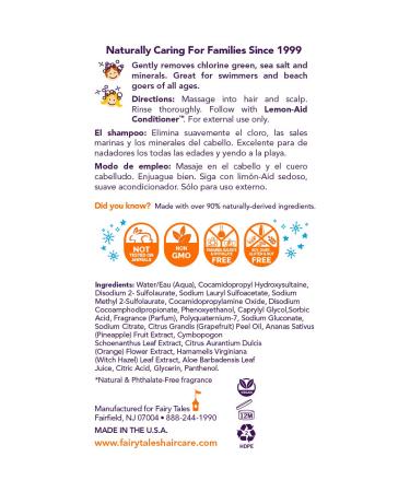 Fairy Tales Swim Shampoo for Kids - Chlorine Removal Swimmer Shampoo - 12 oz, USA Made - No Parabens or Sulfates - Lifeguard Shampoo - 1 Pack - Buy Online on SooperMarket.com