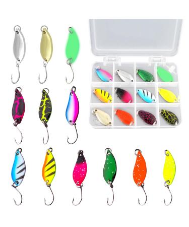 12 pieces of trout spoon set trout bait trout turn signal set with spoon box trout spinner realistic trout bait trout bait set for pike zander perch 5g