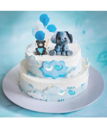 Baking Decorations 3D Baby Set in Blue Pack of 5 Heart Motifs & a Bear Sugar Figure as Sugar Decoration for Baking Cupcakes & Muffins Ideal for Baby Showers & Gender Reveal Parties - Buy Online on SooperMarket.com