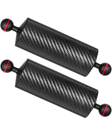 MINIFOCUS 2PCS Carbon Fiber Underwater Float Arm, D60mm, 8'', Aquatic Arm, Buoyancy Provided 300g*2, Dual 1'' Ball Buoyancy Floating ArmS Lighting System for Diving Tray Video Light/Strobe