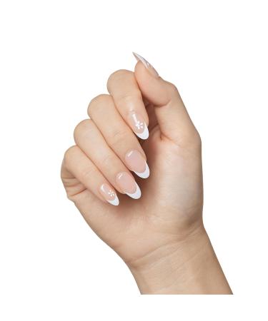 KISS imPRESS No Glue Press-On Nails - Fearless French Almond Shape Light Neutral & White Tip 30 Nails Easy Application - Buy Online on SooperMarket.com